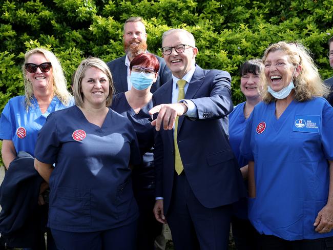 Labor leader Anthony Albanese visits Cessnock hospital in regional NSW. Picture: Toby Zerna