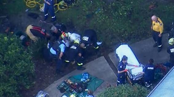 A man who was trapped in a septic tank for over an hour in Sydney's north has been released. Picture: Supplied/Nine News