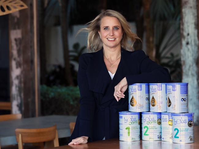 Co-founder and chief executive of organic baby formula and foods maker Bubs Australia Kristy Carr has sealed a deal to send more than a million tins to the United States, after one of its biggest formula factories had to shut down in February. Reports of rare Cronobacter sakazakii bacterial infections in four infants, worsened a shortage that began with pandemic supply-chain issues due to contamination issues. Jane Dempster/The Australian.