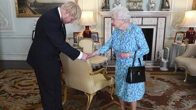 New British PM Boris Johnson meets Queen Elizabeth II at Buckingham Palace. Picture: AP