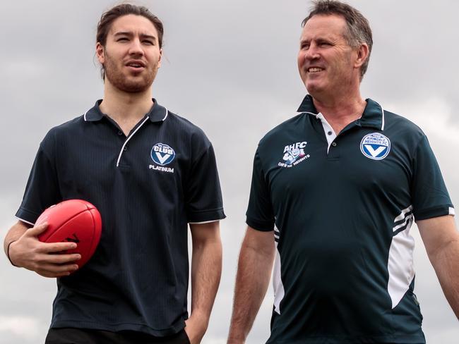 New Avondale Heights coach Patrick Byrne and Dinny Cleary the clubs B and F last year pictured at the ground on Saturday 19th October, 2019.