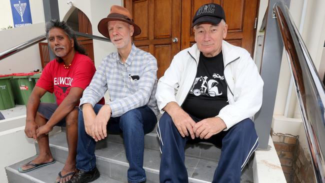 Pictured at St Johns Church in Surfers Paradise Community members that attend the church at Meal Times, Morgan Russell Rev Jon Brook and Alan Eastwood. Picture Mike Batterham