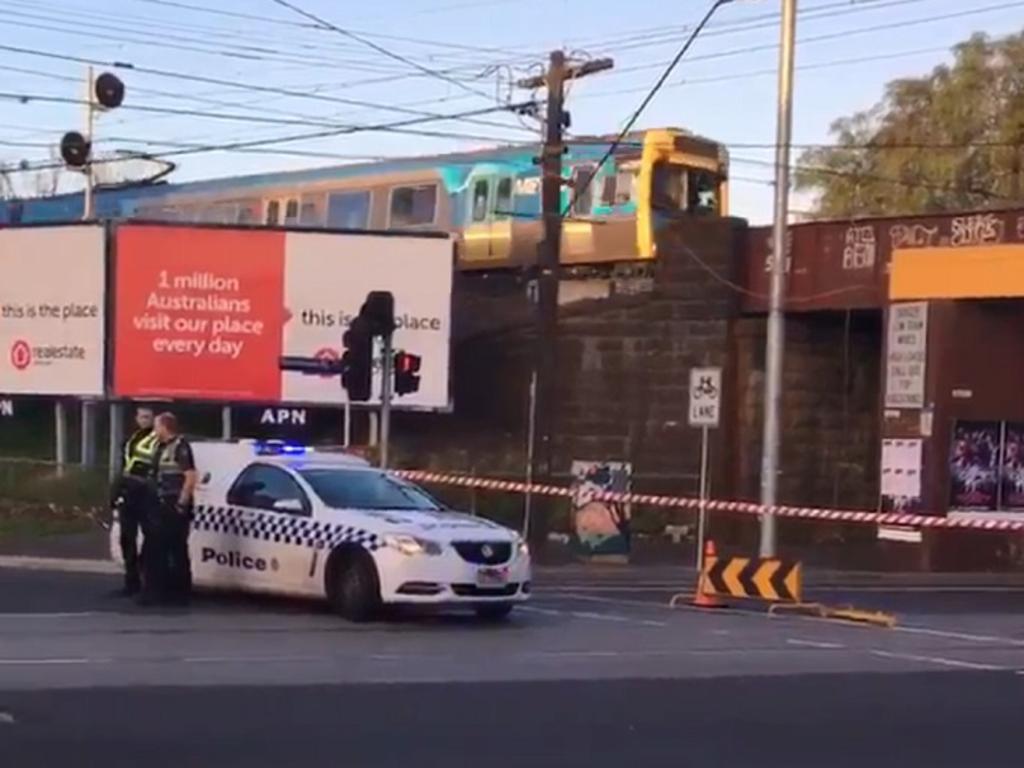 An underpass has been blocked to traffic after an accident at Racecourse Rd, Flemington. Picture: Scott Hudson (Twitter)