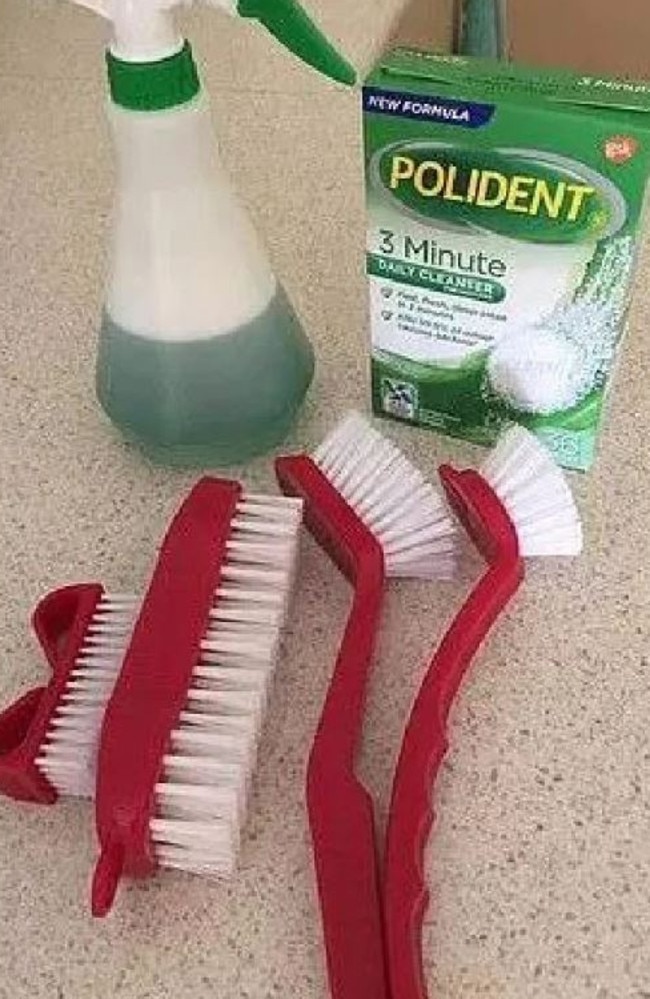 This $5 denture cleaner called Polident was created by multi-millionaire sponge company Scrub Daddy and has worked wonders around the home. Picture: Mums Who Clean