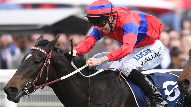 Verry Elleegant will wear a nose roll in the Victoria Oaks. Picture: AAP