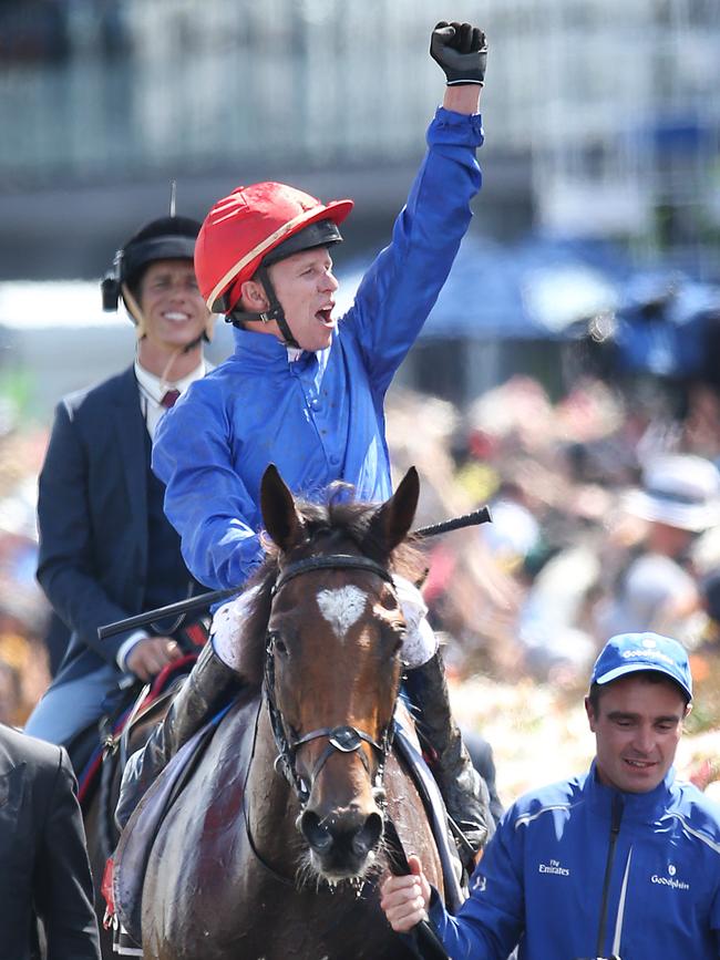 Kerrin McEvoy has had a long association with the Godolphin stable and was delighted to win them their first Melbourne Cup. Picture: David Caird