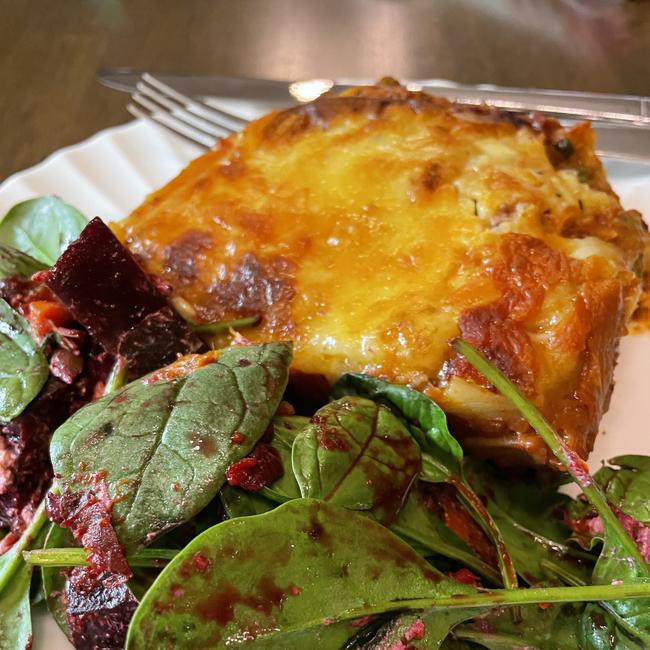 Lasagne and salad from Bendigo's gluten free cafe, the Crooked Kitchen. Picture: Julieanne Strachan