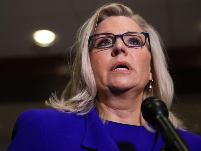 WASHINGTON, DC - MAY 12: Rep. Liz Cheney (R-WY) talks to reporters after House Republicans voted to remove her as conference chair in the U.S. Capitol Visitors Center on May 12, 2021 in Washington, DC. GOP members removed Cheney from her leadership position after she become a target for former President Donald Trump and his followers in the House as she has continually expressed the need for the Republican Party to separate themselves from Trump over his role in the January 6 attack on the Capitol.   Chip Somodevilla/Getty Images/AFP == FOR NEWSPAPERS, INTERNET, TELCOS & TELEVISION USE ONLY ==