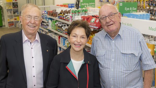 Terry White at Australia Fair TerryWhite Chemmart with wife of 60 years Rhonda and long term customer David Simpson.