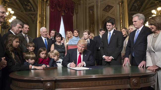 Perfectly lit, perfectly coiffed, this could easily be a scene from an HBO show. Picture: AP Photo/J. Scott Applewhite