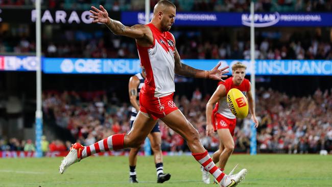 Franklin kicked his 1000th AFL goal in March. Picture: Michael Willson/AFL Photos via Getty Images