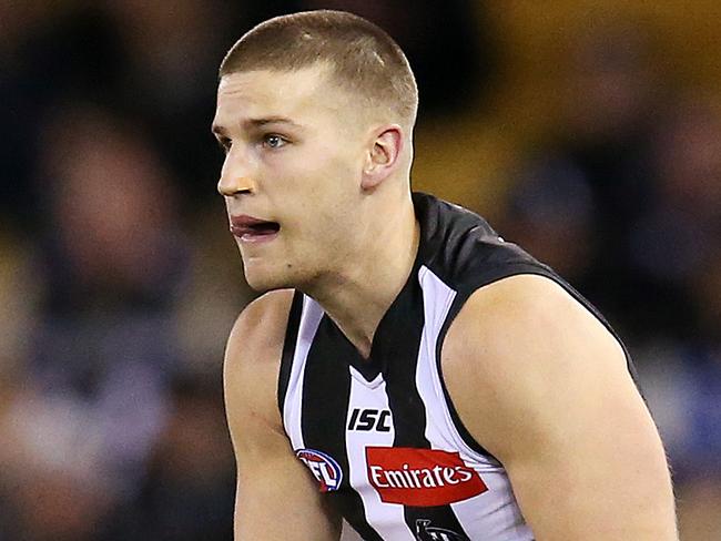 AFL Round 21. 11/08/2018.  Collingwood v Brisbane Lions at Etihad Stadium.  Collingwood's Brayden Sier    .Pic: Michael Klein