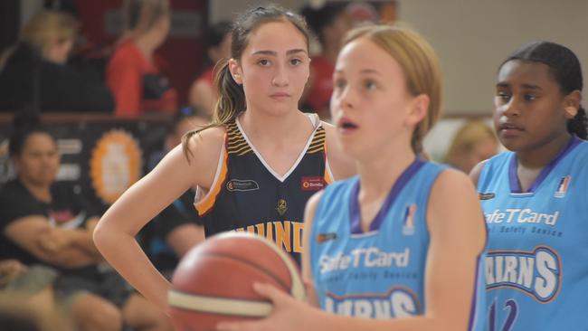 Milla Boodnikoff shoots free throws for the Cairns Dolphins. Picture: Matthew Forrest