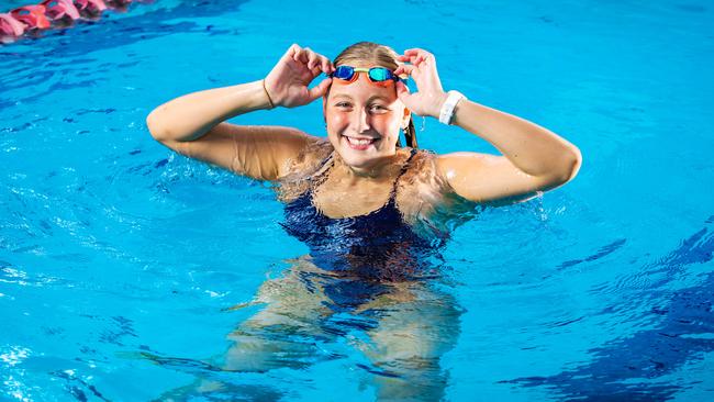 14-year-old Olympia Pope breaks a swimming record held by Leisel Jones since 2000. Picture: NIGEL HALLETT