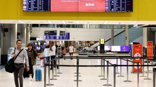 General pictures of travellers at the Brisbane Airport after a day of cancellations. Friday 7th September 2023 Picture David Clark