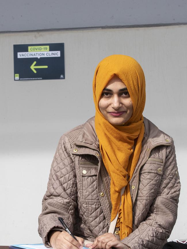 Arsh Ezeem, of Hobart, at the mass vaccination clinic. Picture: Chris Kidd