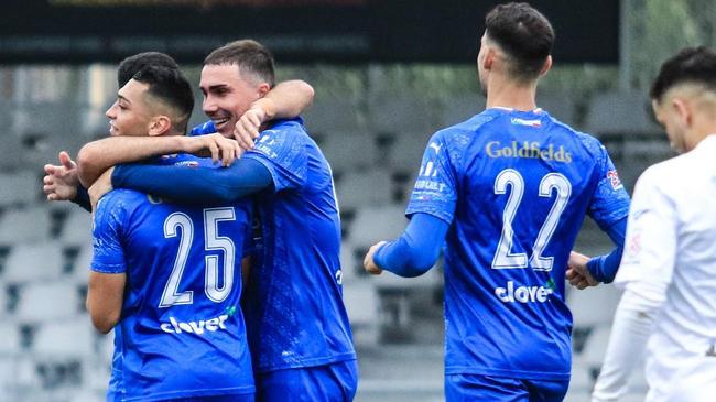 Avondale players celebrate a goal. Picture: Avondale FC