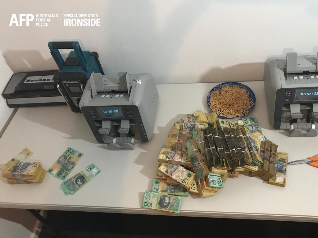 A Cryovac and money counters seized under AFP-led Operation Ironside, specifically Operation Maidos in South Australia. Picture: AFP