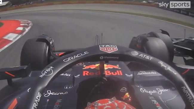 Max Verstappen's on board footage of his crash with George Russell.