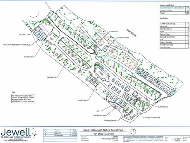 The plan of Cape Hillsborough Nature Tourist Park in their development application to Mackay Regional Council. Photo: Contributed