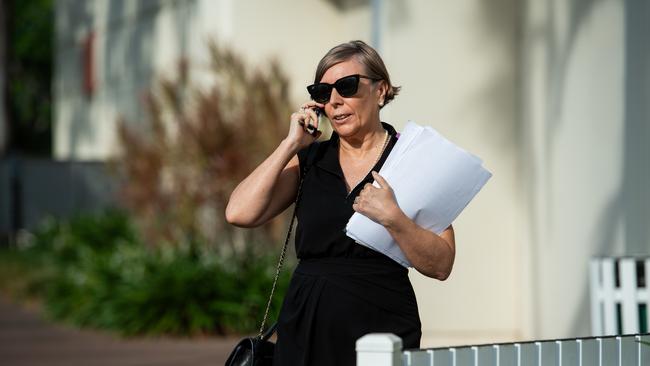 Former real estate agent Suzanne Lee Milgate leaving Darwin Local Court following her hearing over an alleged cream crepe attack on then Chief Minister Natasha Fyles in Nightcliff on September 24 2023. Picture: Pema Tamang Pakhrin