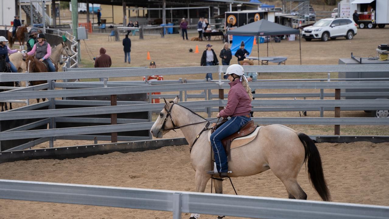 A competitor in ranch sorting at the Kilkivan Great Horse Ride. Sunday, July 2, 2023. Picture: Christine Schindler