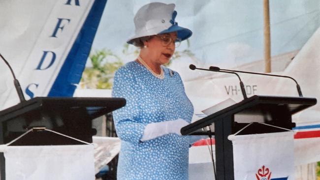 The Queen visiting the RFDS Cairns Base in 2002. Picture: Supplied