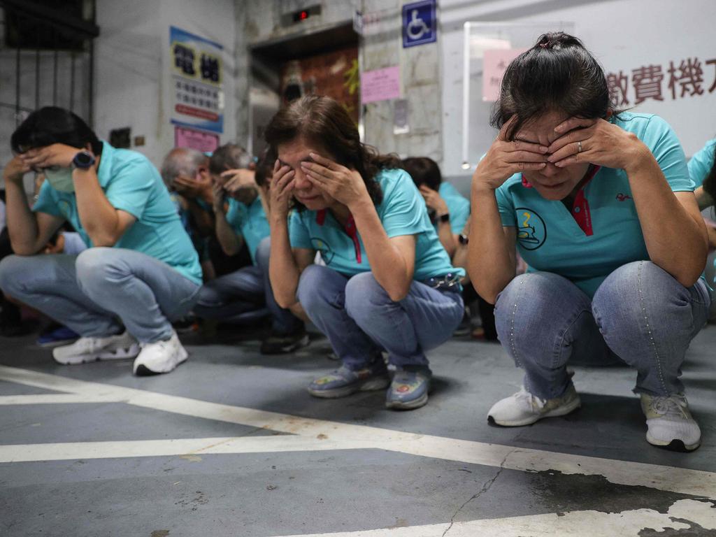 Civilians take part in a preparedness drill. Picture: CNA/AFP