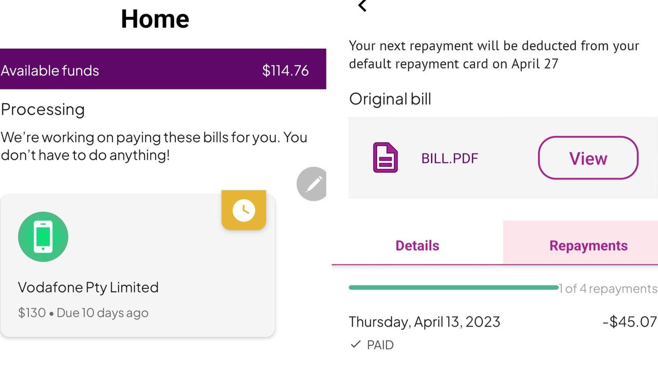 The Bree app pays your bills for you, allowing you to pay back the app in interest-free instalments. Picture: Supplied