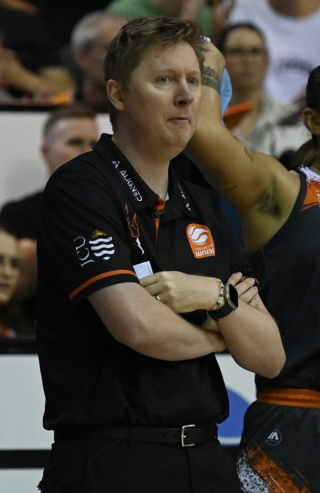 Fire coach Shannon Seebohm looks on during game one. (Photo by Ian Hitchcock/Getty Images)