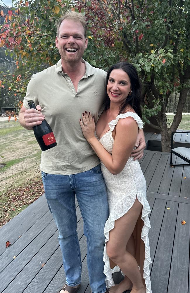 Radio host Jarrod Woodgate and his fiancee Kristy, who became engaged in the final week of April 2025. Picture: Supplied