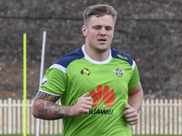 Canberra's English signing Ryan Sutton at Raiders training. Credit: Canberra Raiders