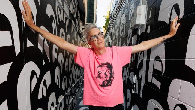 Artist Kris Keogh in the Parap Laneway. Photo: Charlie Bliss