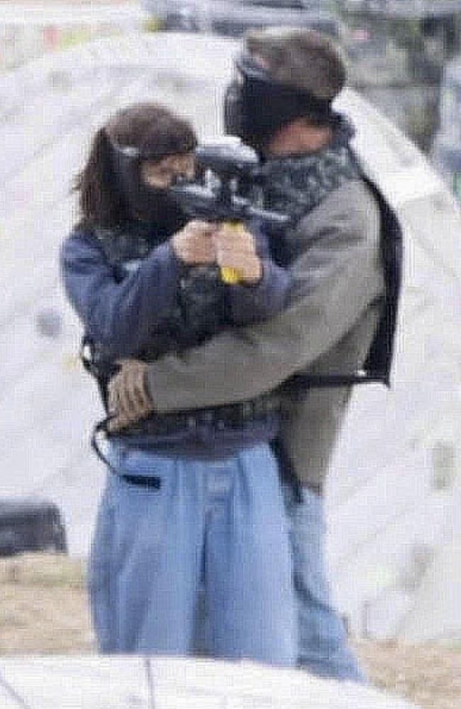 Ben Affleck and Jennifer Garner were seen embracing during a game of paintball on February 3. Picture: BACKGRID