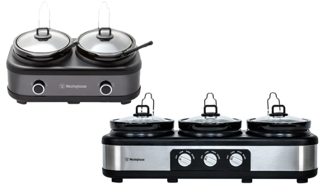 Westinghouse 3 Pot Slow Cooker 2.5L Black Stainless Steel - Fast Shipping