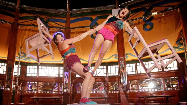 Spenser Inwood (left) and Sharon Gruenert from "A Good Catch" are collaborating with Circus Oz as part of a new creative model. Picture: Stuart McEvoy/The Australian