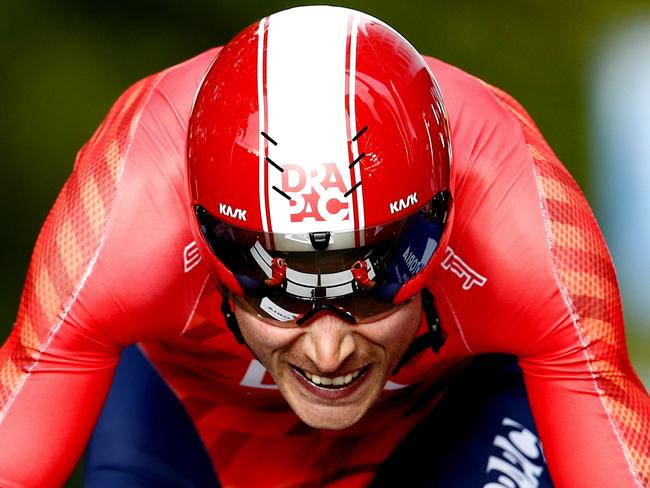 Herald Sun Cycling Tour 2016. Prologue. Will Clarke of the Drapac team hits the finish line to record todays fastest time . Pic: Mchael Klein