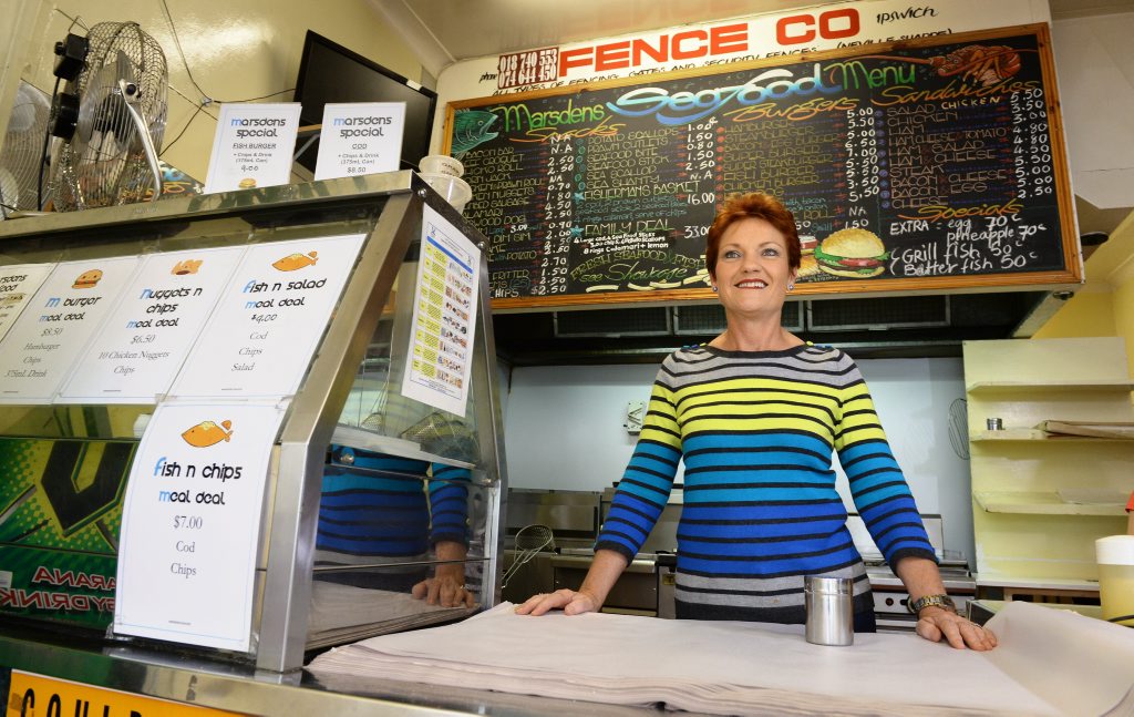 Pailine Hanson returned to Marsden's Seafood on Friday. Pauline owned and operated the store for ten years before entering politics. Photo: Rob Williams / The Queensland Times. Picture: Rob Williams