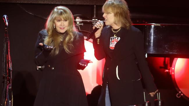 Stevie Nicks and the Pretenders’ Chrissie Hynde performing in Botanic Park. Picture: AAP Image/Dean Martin