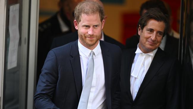 Prince Harry and barrister David Sherborne leave court. Picture: Getty Images.