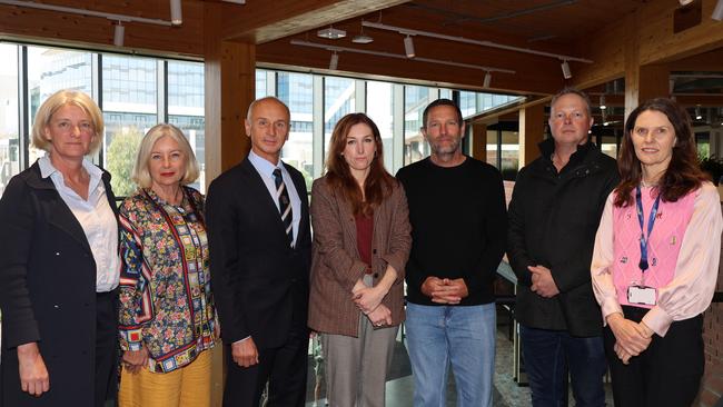 Surf Coast chief executive Robyn Seymour, Queenscliffe mayor Di Rule, Geelong mayor Stretch Kontelj, upper house MP Sarah Mansfield, Surf Coast mayor Mike Bodsworth, Colac Otway mayor Jason Schram, and Geelong council chief executive Ali Wastie. Picture: Supplied