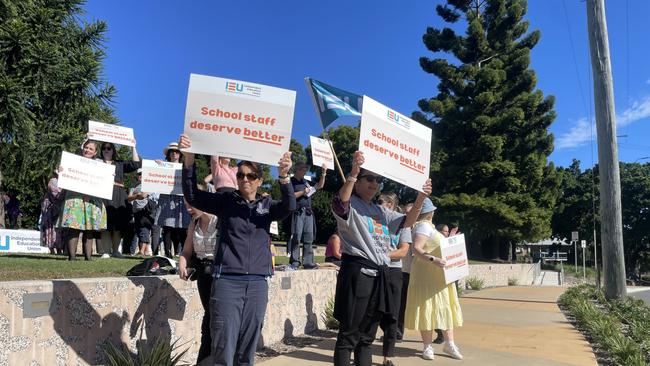 Teacher and support staff at Ipswich Girls' Grammar School stopped work on Tuesday June 4. Picture: Jonathan O'Neill