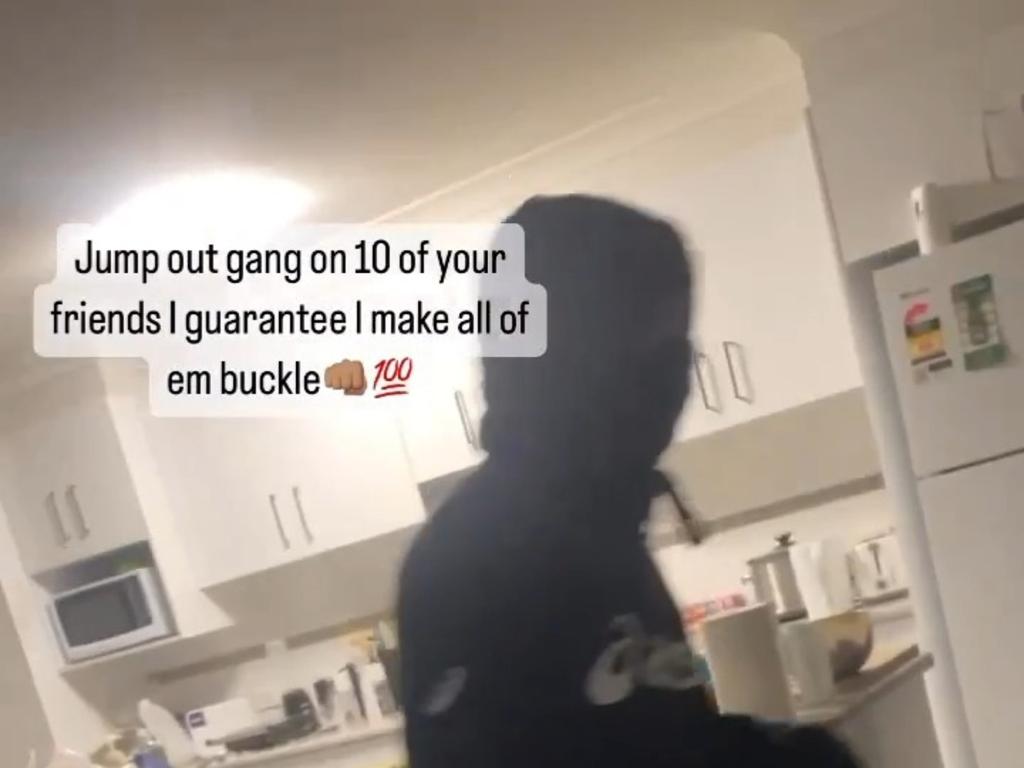 Screenshots of post and boast crime videos posted by young people on social media Meta, TikTok, bush crime. Kids creeping around in a house they have broken into. Photo: Instagram