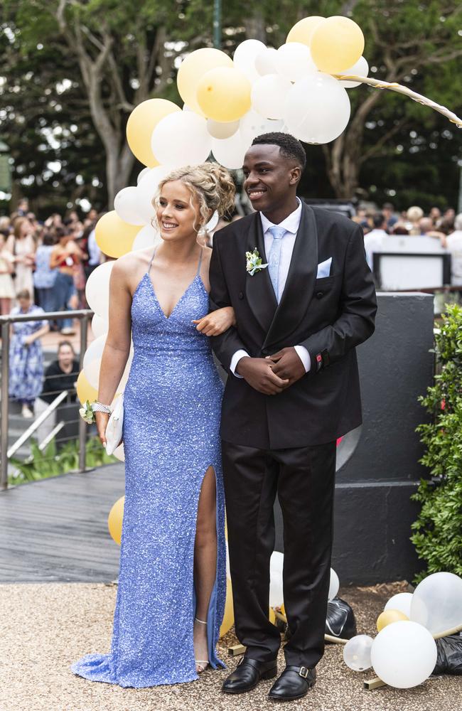 Rose Craig and Deo Kalenga at Centenary Heights State High School formal at Picnic Point, Friday, November 15, 2024. Picture: Kevin Farmer