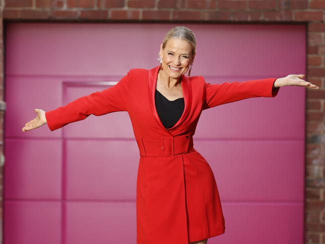 CONTACT HERALD SUN PIC DESK BEFORE USE----TV presenter Shaynna Blaze in front of a special pink door she's created for her showroom.   Picture: Alex Coppel.