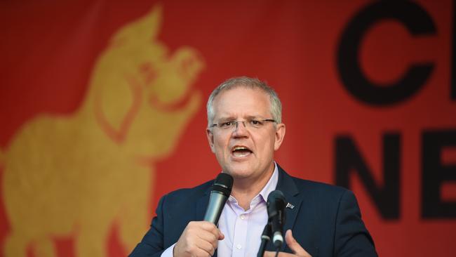 Prime Minister Scott Morrison attended the Opening Ceremony of MelbourneÕs Official 2019 Chinese New Year Festival at Queensbridge Square. Picture: Lawrence Pinder