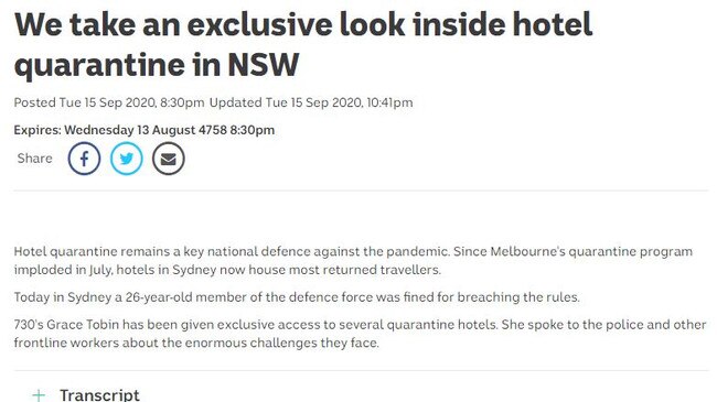 A screengrab from the ABC website.