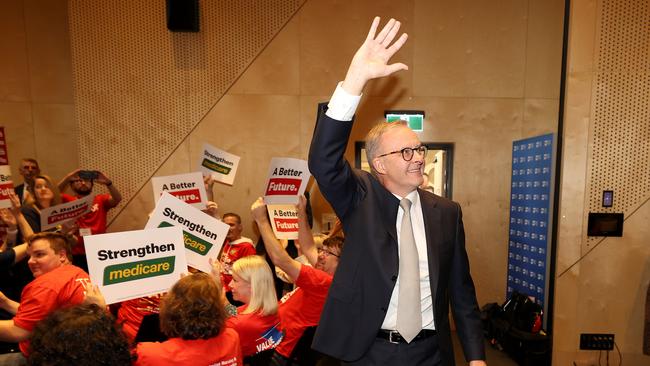 Anthony Albanese after delivering a speech at the Australian Nursing and Midwifery Federation in Melbourne, Victoria on day 3 of the federal election campaign. Picture: Toby Zerna