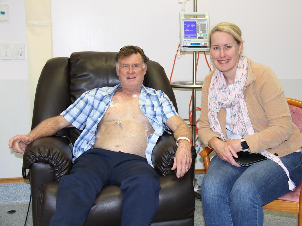 Rick Niven and his wife Christine during chemo at Mater Hospital Gladstone.