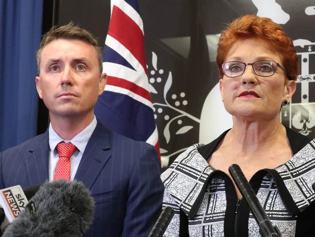 Senator Pauline Hanson with chief of staff James Ashby. Photographer: Liam Kidston